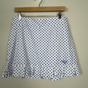 Tzu Tzu L White Blue‎ Polka Dot Skort Golfcore Tenniscore Pickleball USA